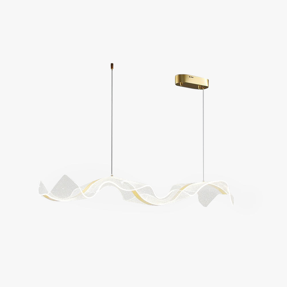 Kristy Pendant Light Designer Wave Acrylic, White/Gold, Dining Room - Neutral Decor