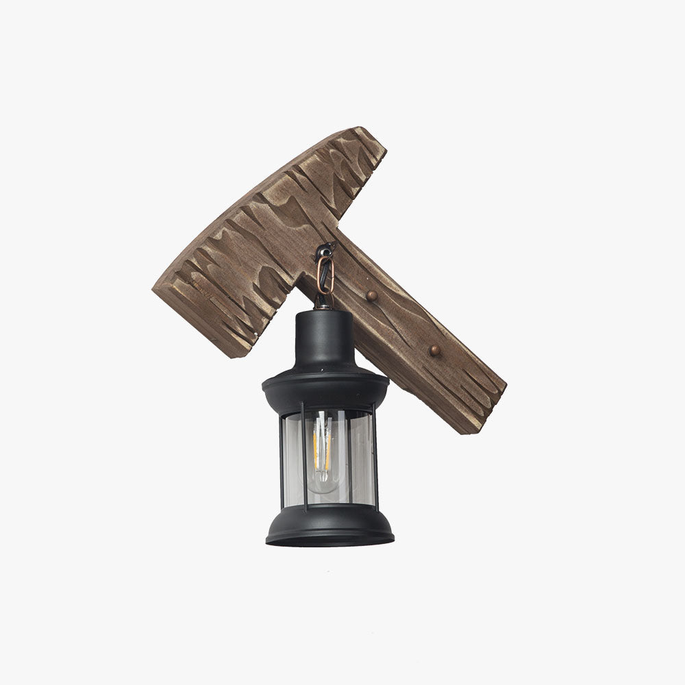 Epoch Wall Lamp Hammer Shape Vintage, Wood/Metal, Bedroom - Neutral Decor
