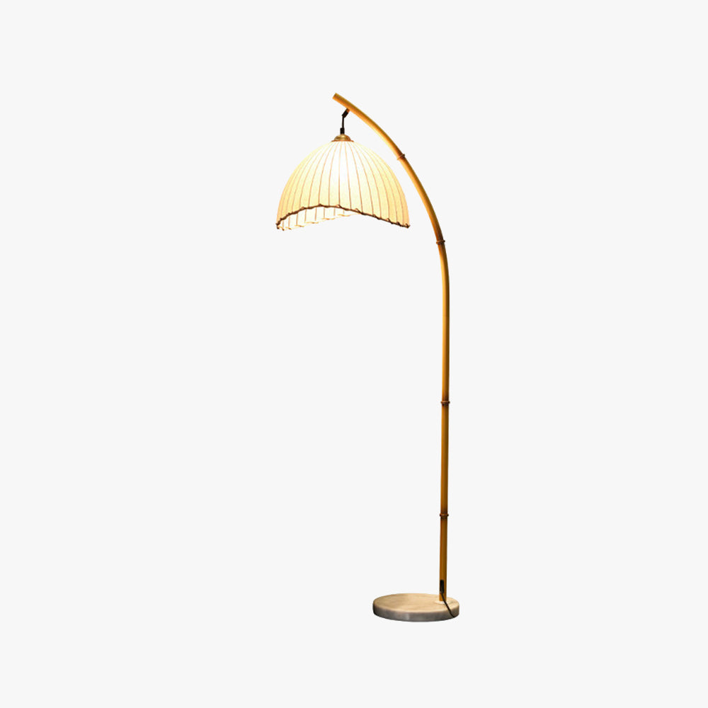 Muto Vintage Bamboo Shape Metal/Fabric Floor Lamp, White - Neutral Decor