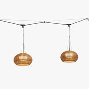 Ray Retro Lantern Gold Pendant Light, Bamboo/Acrylic - Neutral Decor