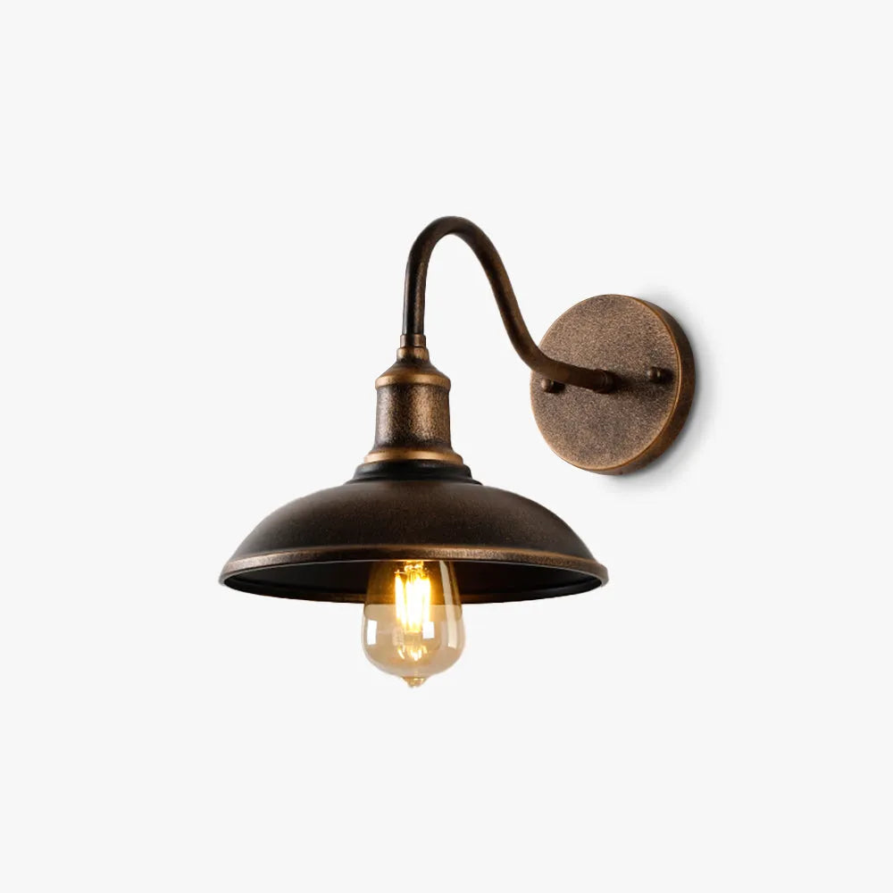 Ray Rustic Bowl Shaped Metal Wall Lamp, Antique Brass - Neutral Decor