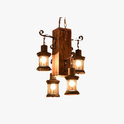 Epoch Vintage Rectangular Metal/Wood Hanging Pendant Light，Wood - Neutral Decor