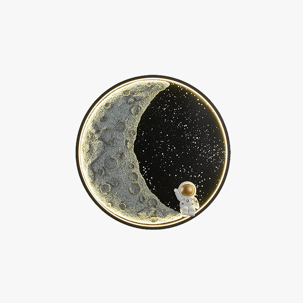 Aria Modern Astronaut Moon Metal Black Wall Lamp - Neutral Decor