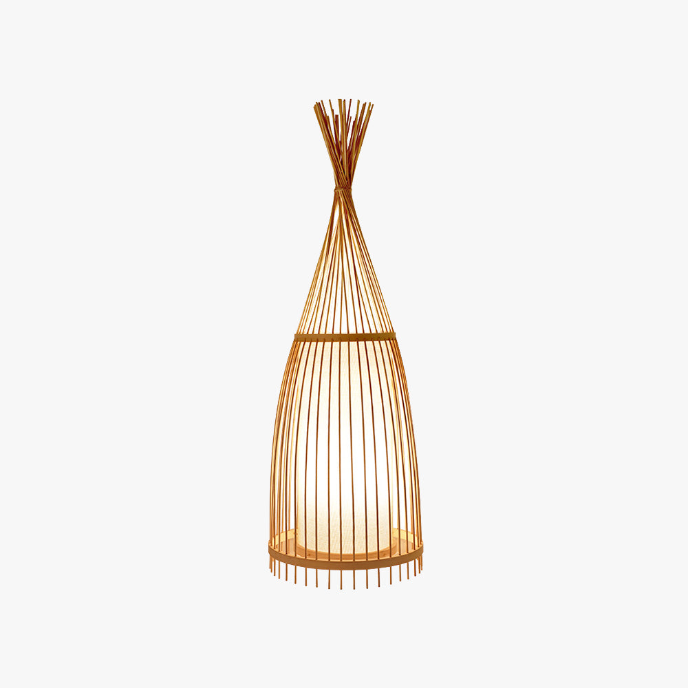 Ozawa Rustic Bottle Standing Floor Lamp, Rattan/Fabric, Bedroom - Neutral Decor