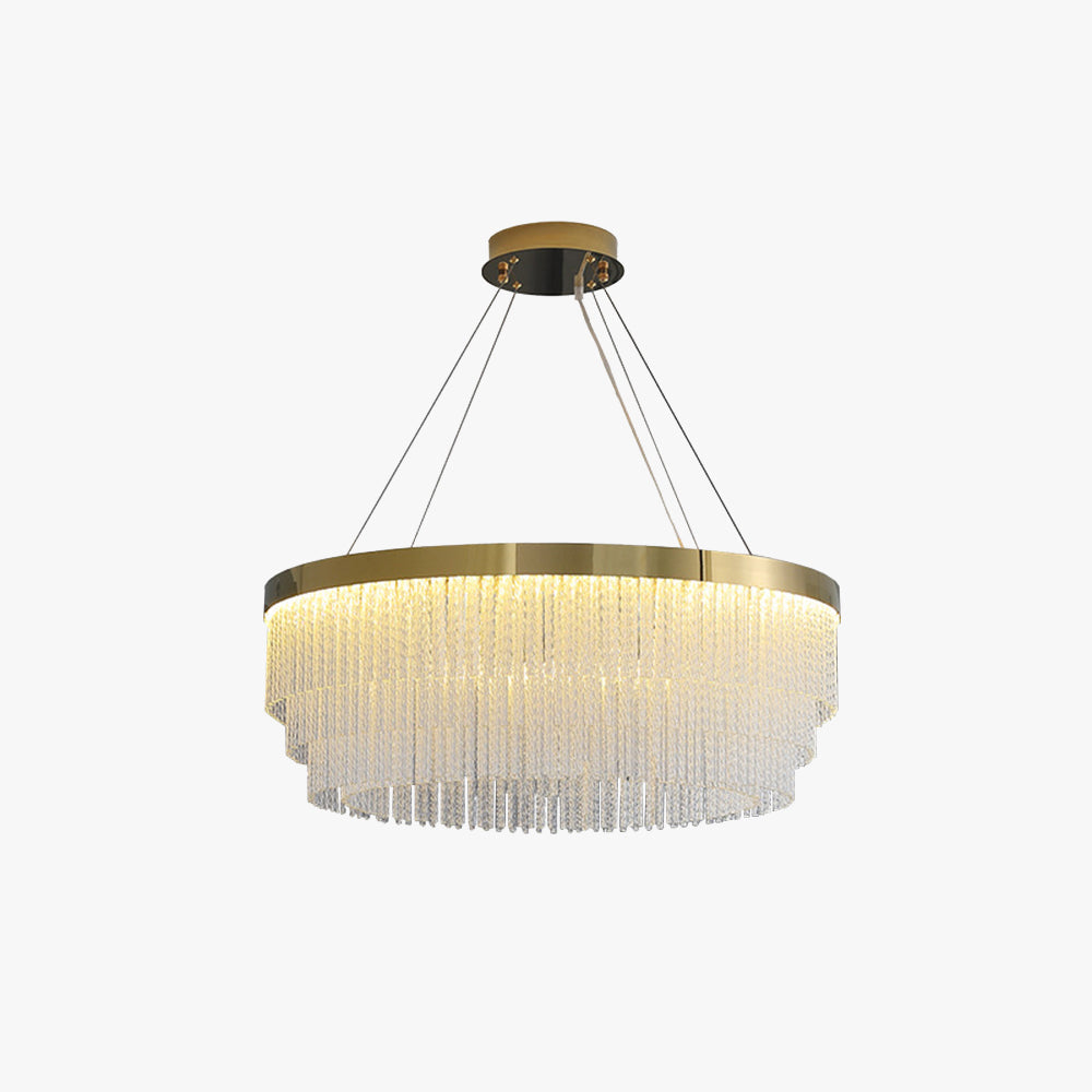 Kristy Modern Spiral Crystal Ring /Rectangle Chandelier, Gold - Neutral Decor