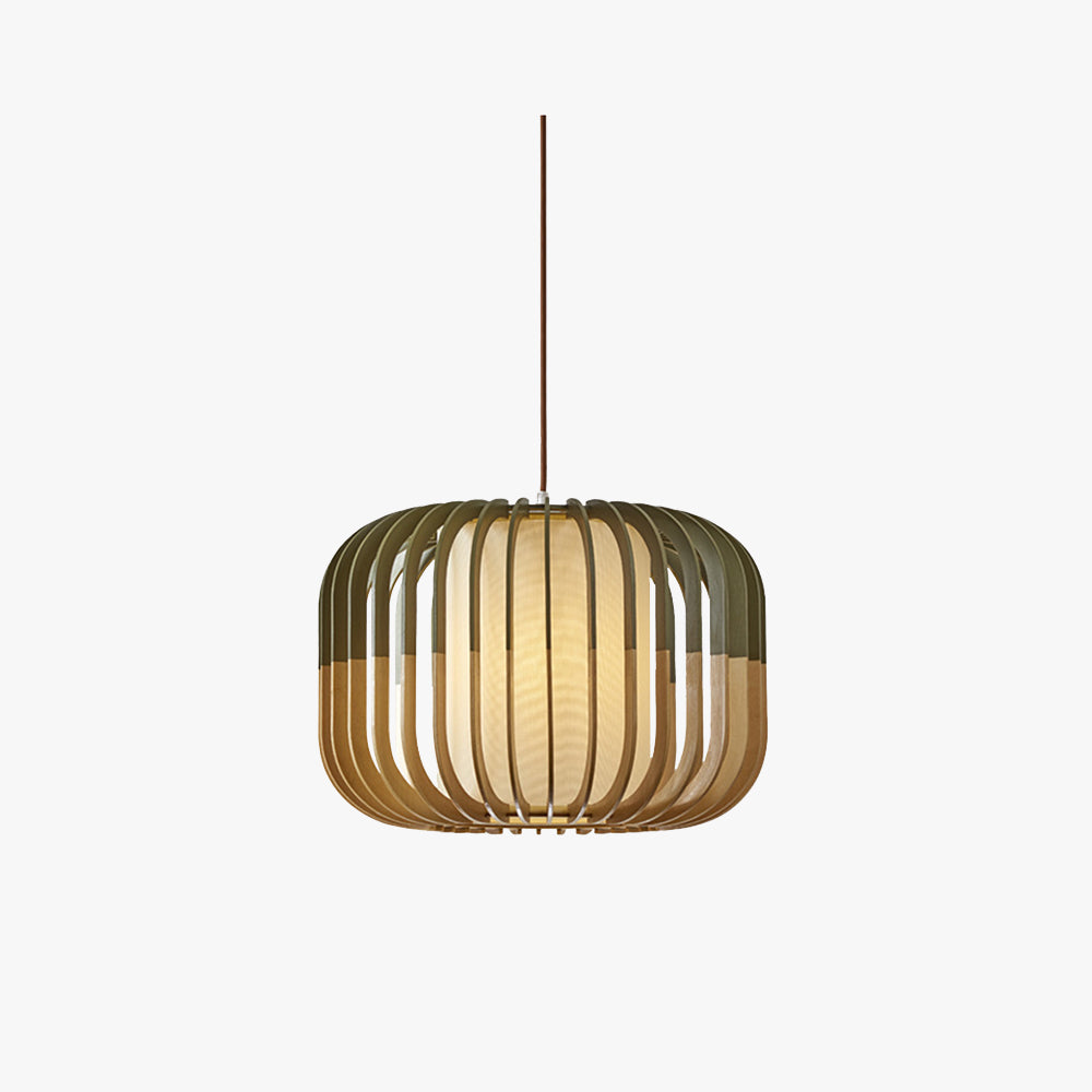 Muto Modern Birdcage Wood Pendant Light - Neutral Decor