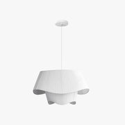 Ritta French Country Fabric/Metal Pendant Light, White - Neutral Decor