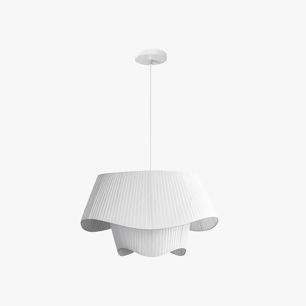 Ritta French Country Fabric/Metal Pendant Light, White - Neutral Decor
