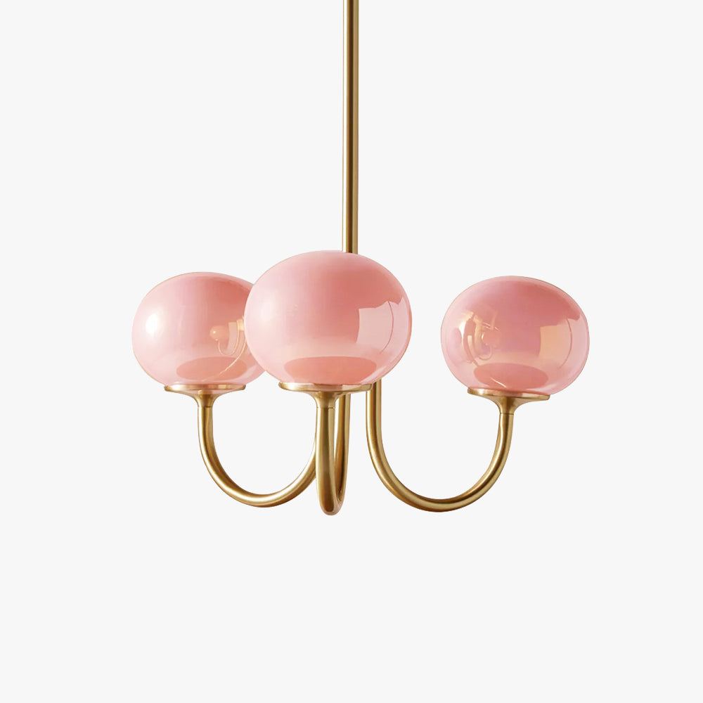 Valentina Retro Art Deco Globe Chandelier, White/Pink/Beige - Neutral Decor