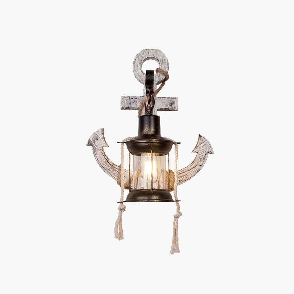 Epoch Anchor Lantern Wall Lamp, Vintage/Antique, Wood, Bedroom - Neutral Decor