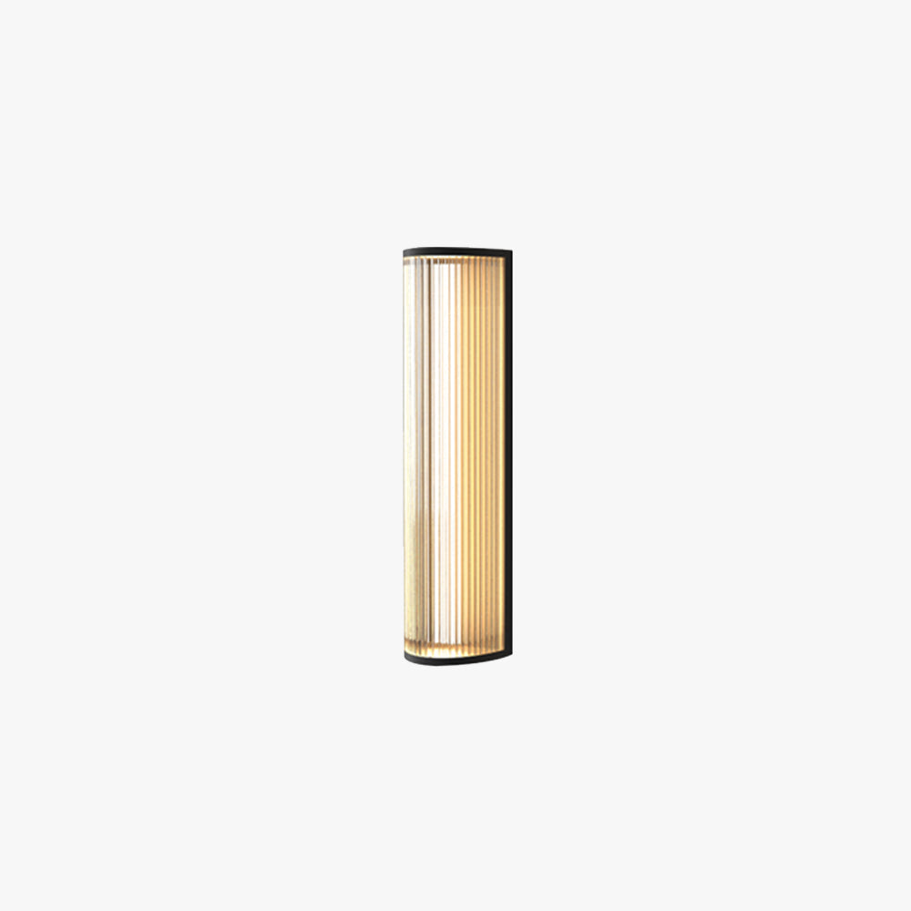 Ray Modern Semi-Cylindrical Outdoor Metal/Acrylic Wall Lamp, Clear/Black - Neutral Decor