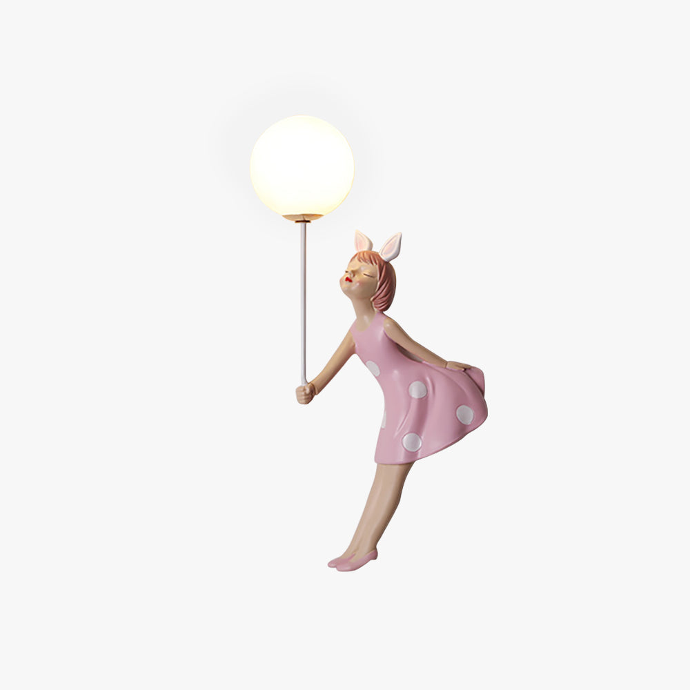 Arisha Modern Balloon/Girl Shape Acrylic Pink Wall Lamp - Neutral Decor
