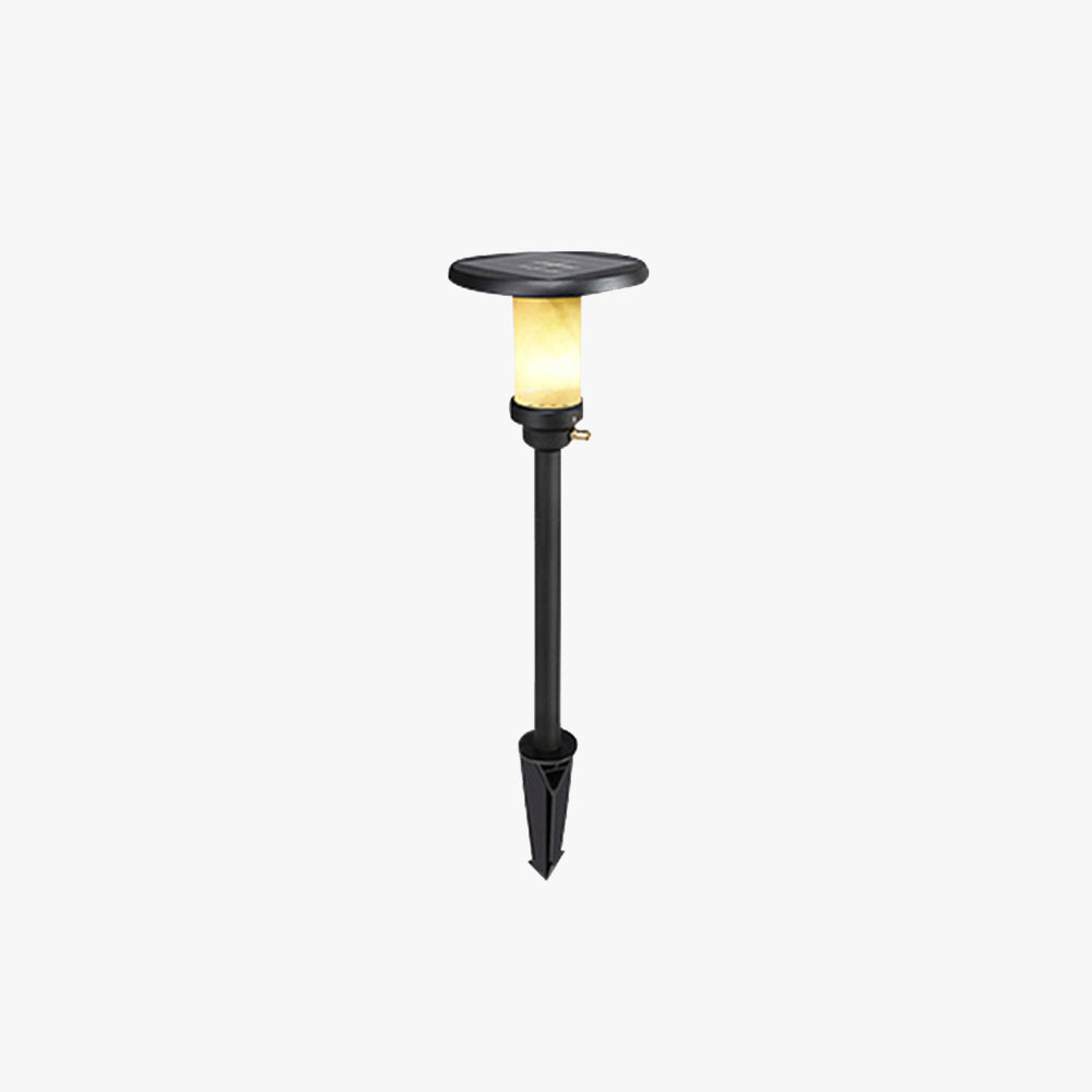 Ray Modern Metal/Marble Solor Outdoor Ground Light, Black - Neutral Decor
