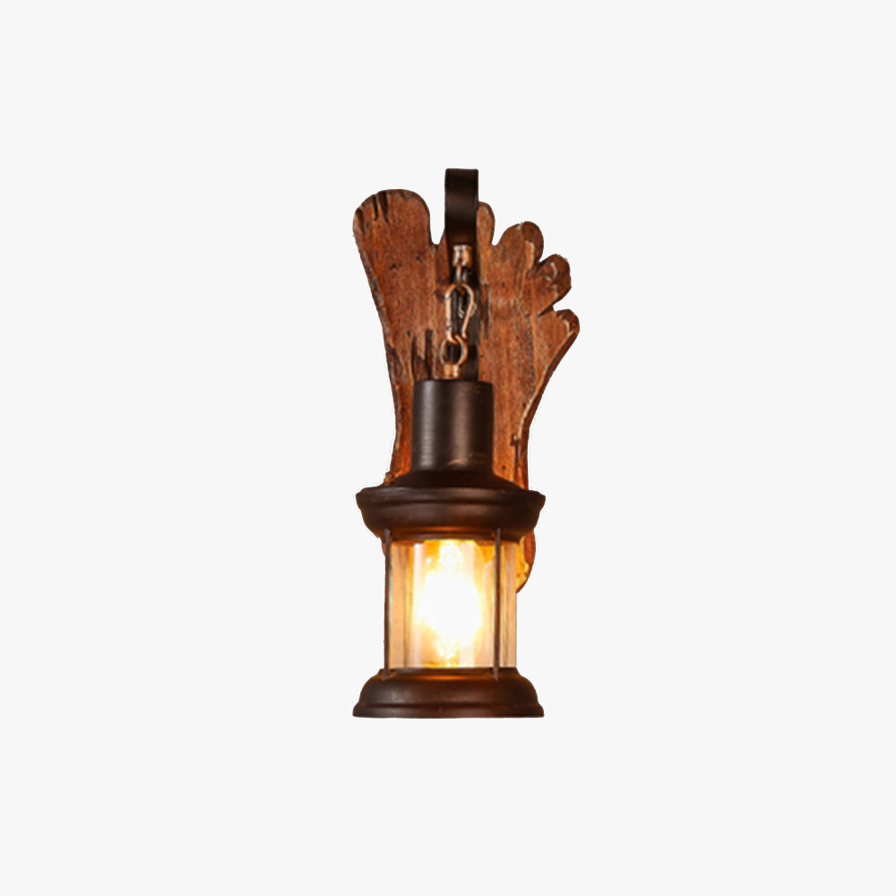 Epoch Wall Lamp Foot Shape Vintage, Wood/Metal, Dining Room - Neutral Decor