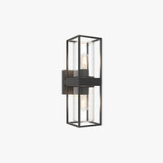 Ray Modern Rectangular Metal Outdoor Wall Lamp, Black - Neutral Decor