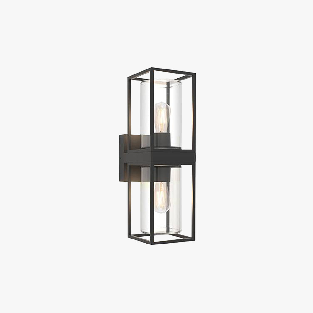 Ray Modern Rectangular Metal Outdoor Wall Lamp, Black - Neutral Decor
