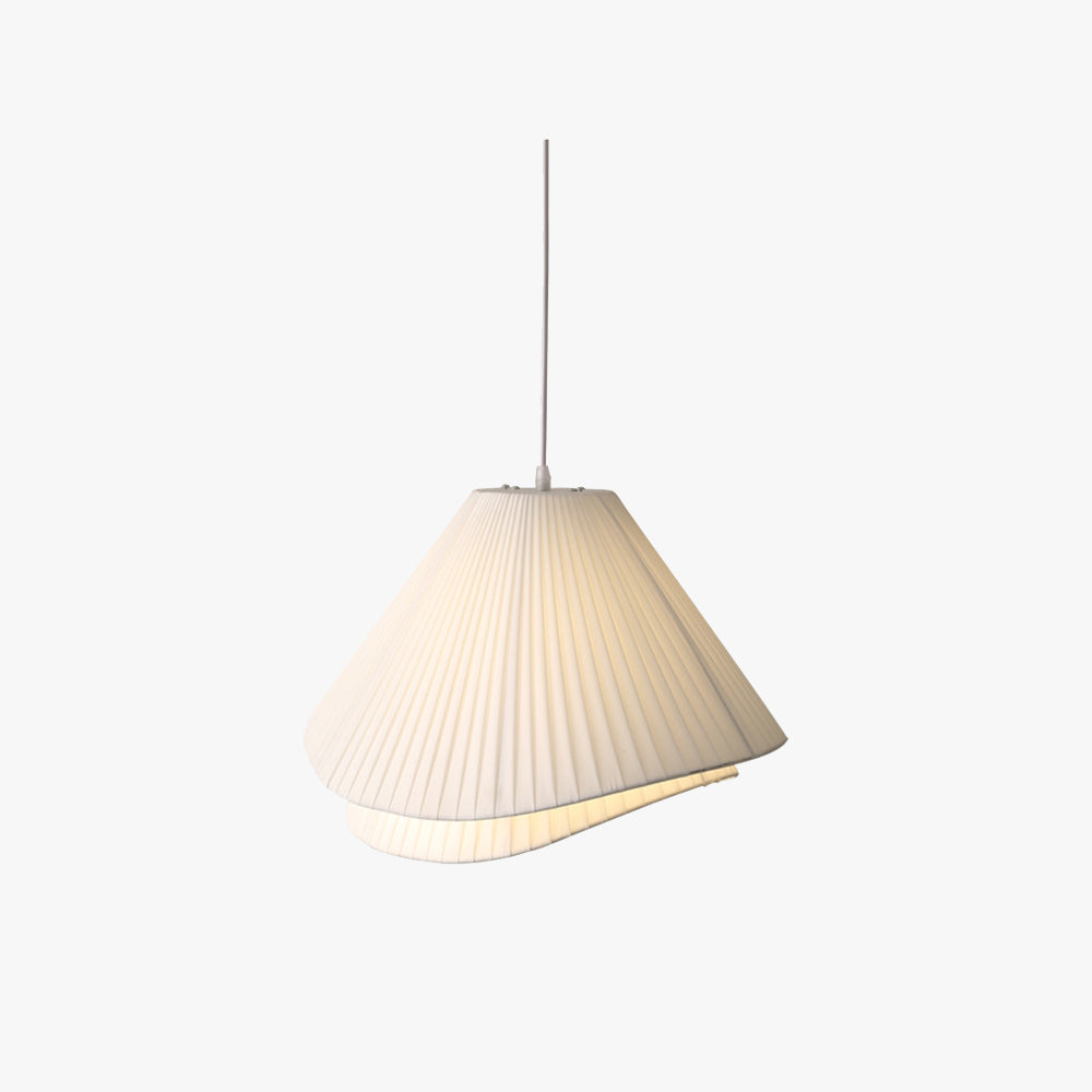 Ritta Minimalist Double Overlap Fabric LED Pendant Light, White - Neutral Decor