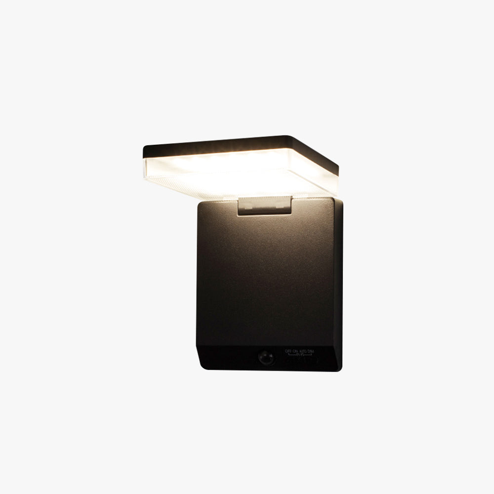 Ray Modern Minimalist Right-Angle Acrylic Sensor Solar Waterproof Outdoor Wall Lamp, Black - Neutral Decor