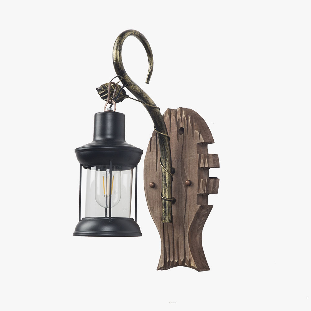 Epoch Wall Lamp Fish Shape Vintage, Wood/Metal, Bedroom - Neutral Decor