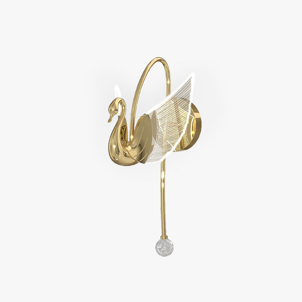 Arisha Art Deco Swan Acrylic/Metal Wall Lamp, Gold/Rose Gold - Neutral Decor