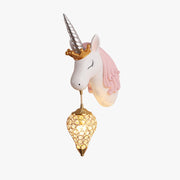 Arisha Modern Unicorn/Strawberry Art Wall Lamp, Pink/Blue - Neutral Decor