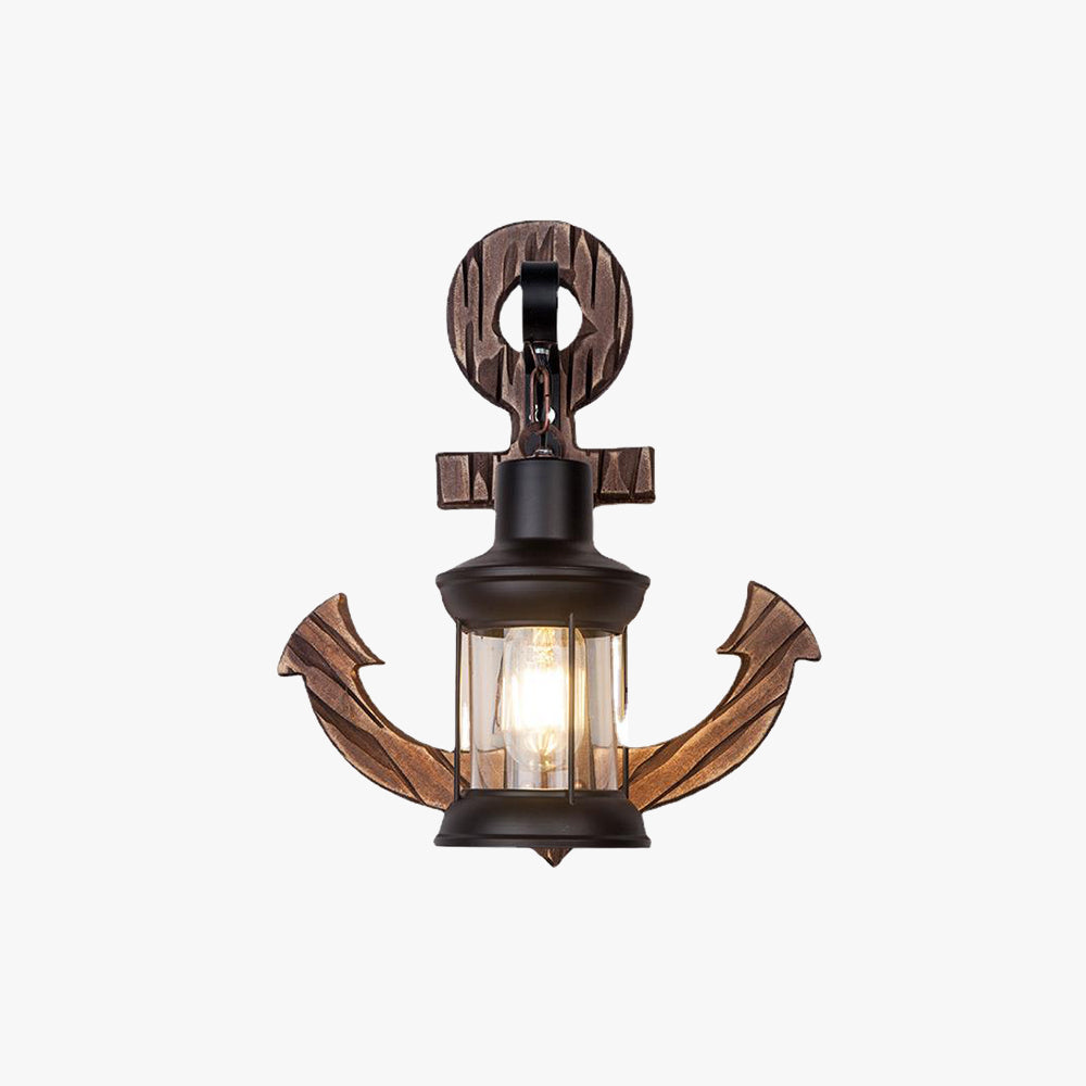 Epoch Anchor Lantern Wall Lamp, Vintage/Antique, Wood, Bedroom - Neutral Decor