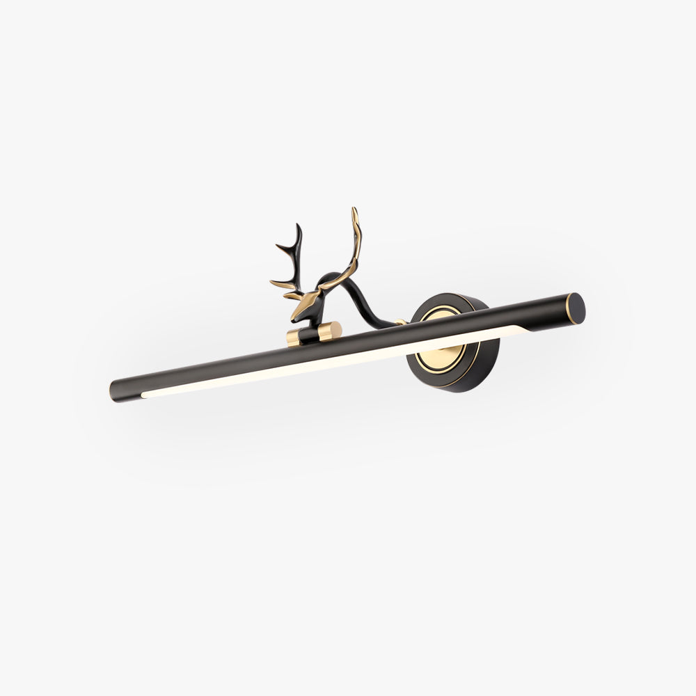 Arisha Decorative Deer Mirror Front Vanity Wall Lamp, Black/Gold - Neutral Decor