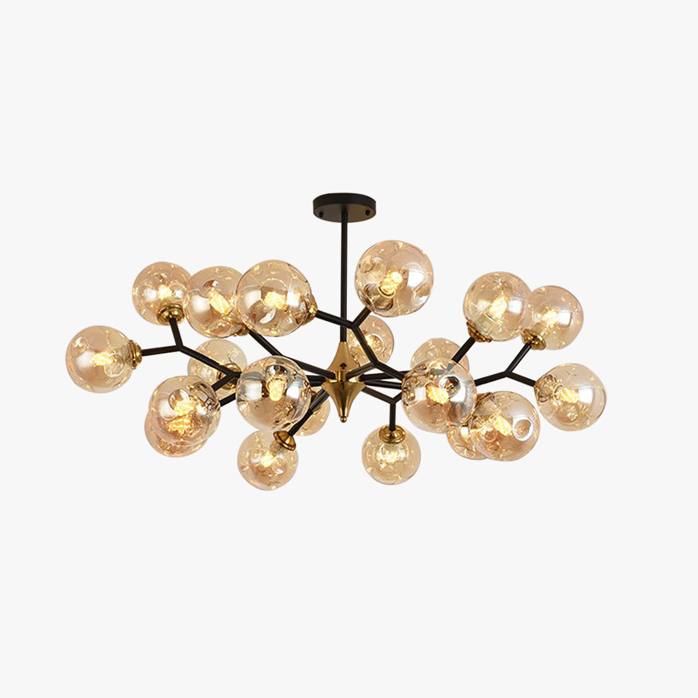 Valentina Art Deco Glass Bubble Chandelier, Amber - Neutral Decor
