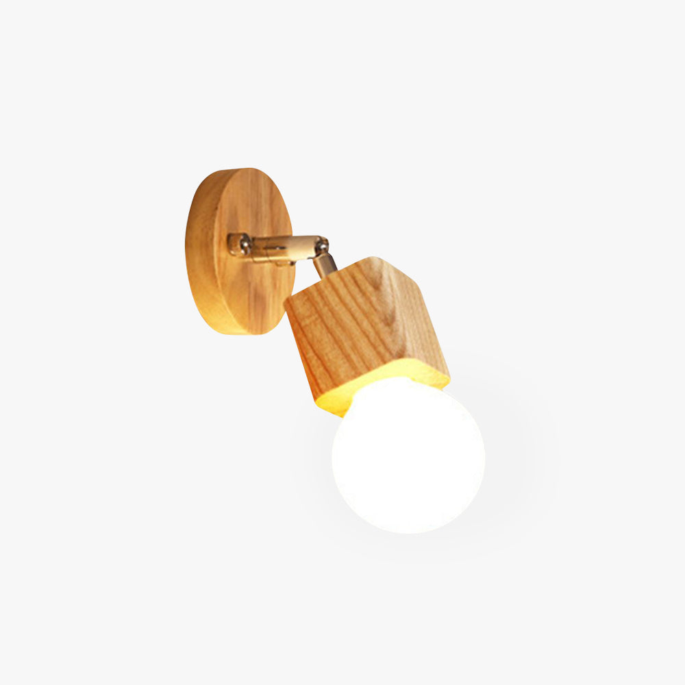 Muto Modern Square Globe Metal/Wood Wall Lamp, Vanity Light - Neutral Decor