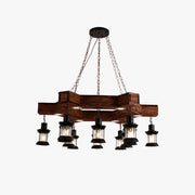 Epoch Retro Metal/Wood Lantern Pendant Light, Walnut - Neutral Decor