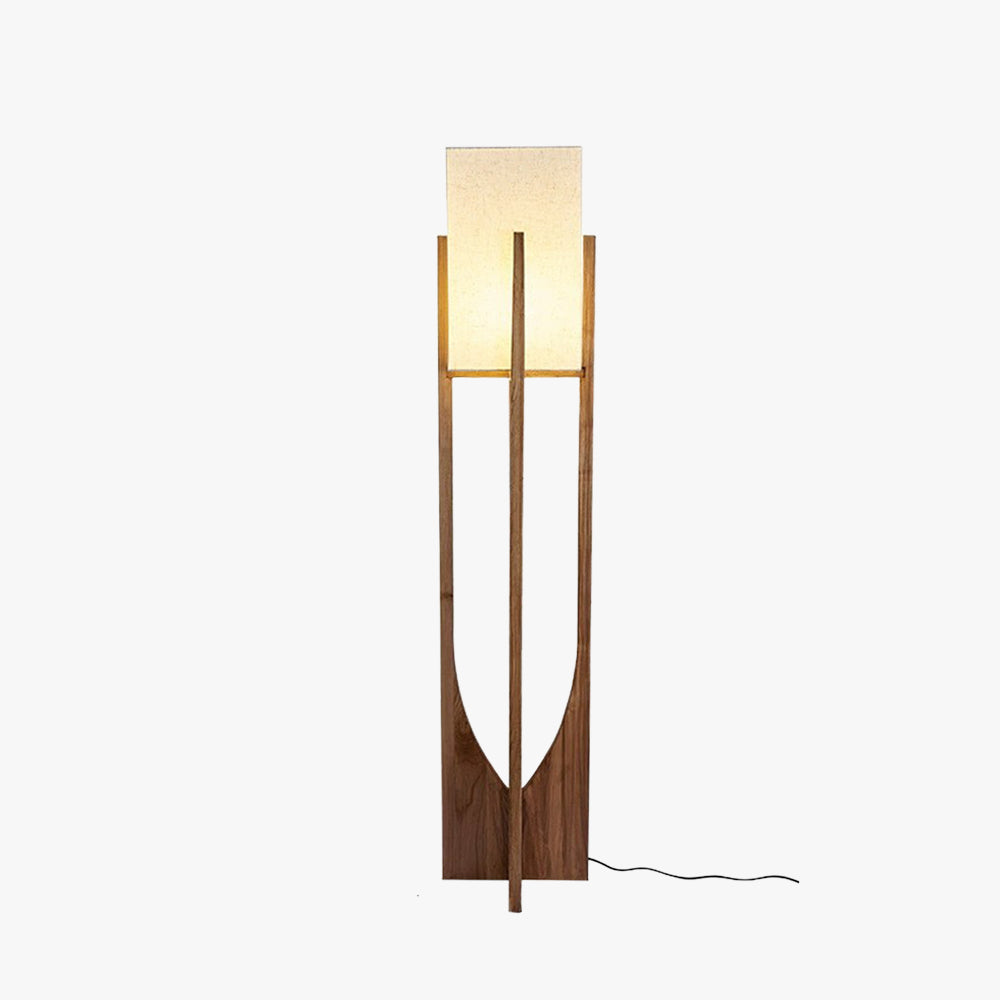 Ozawa Natural Rectangular Wood/Fabric Floor Lamp - Neutral Decor