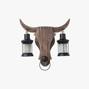 Austin Wall Lamp Bull Shape Vintage, 2 Heads Wood/Metal, Bedroom - Neutral Decor