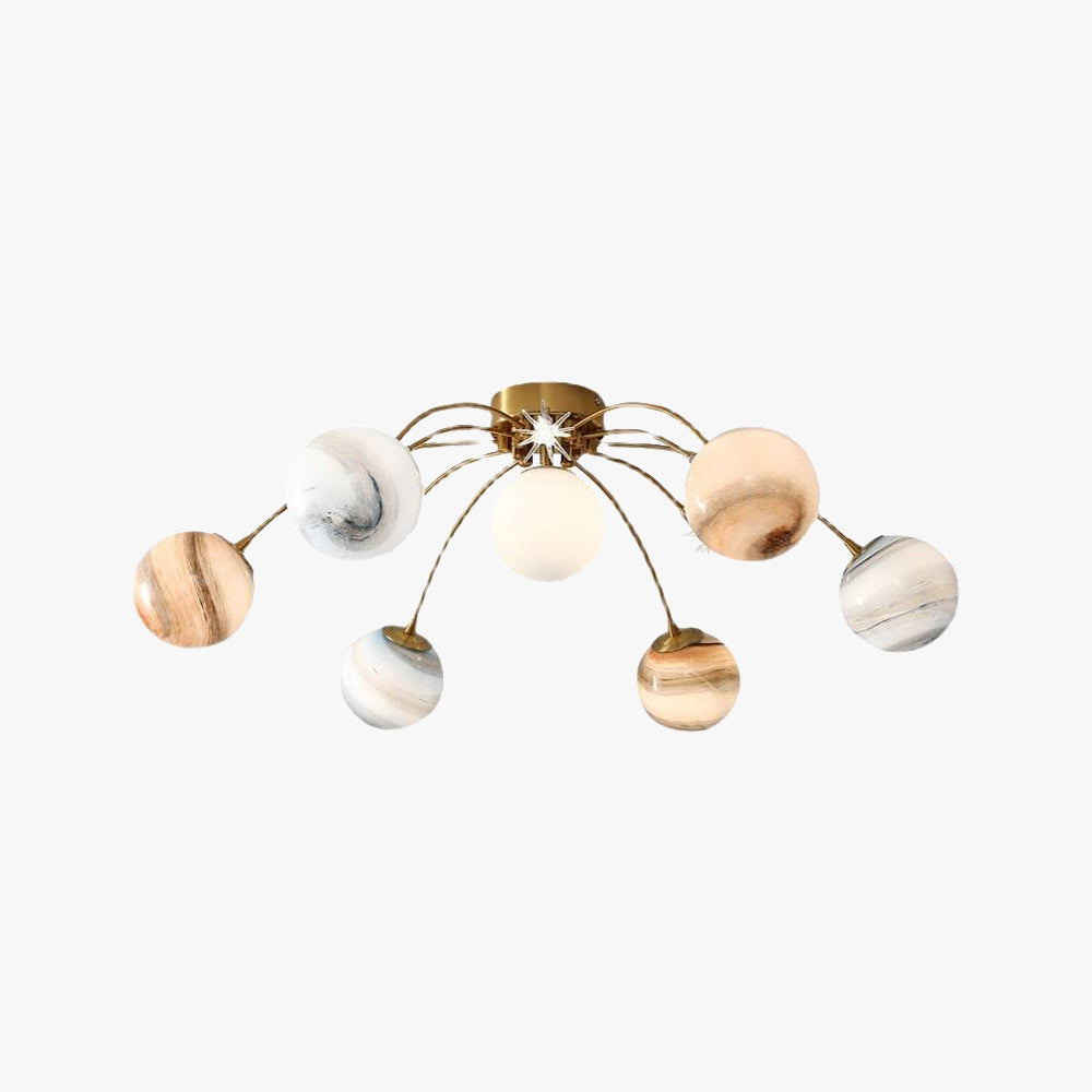 Aria Modern Planet Flush Mount Ceiling Light, Living Room - Neutral Decor