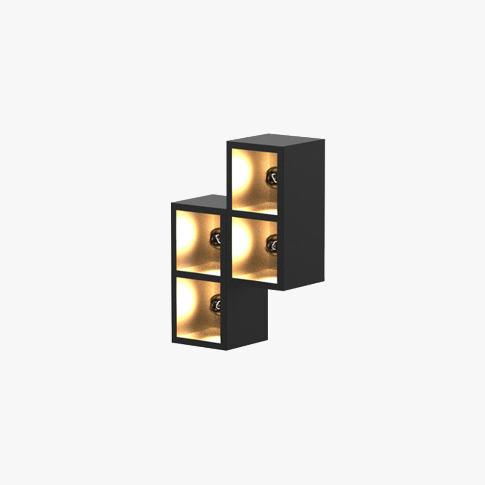 Ray Modern Cube Square Metal/Glass Outdoor Wall Lamp, Black - Neutral Decor