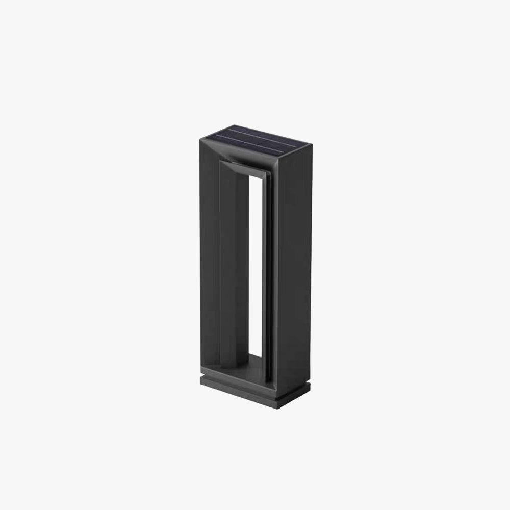 Ray Modern Metal Hollow Rectangular Solar Outdoor Path Light, Black - Neutral Decor
