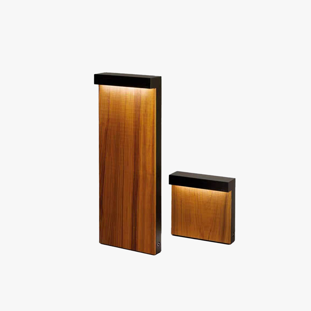 Ray Modern Metal Rectangular Outdoor Path Light, Wood - Neutral Decor