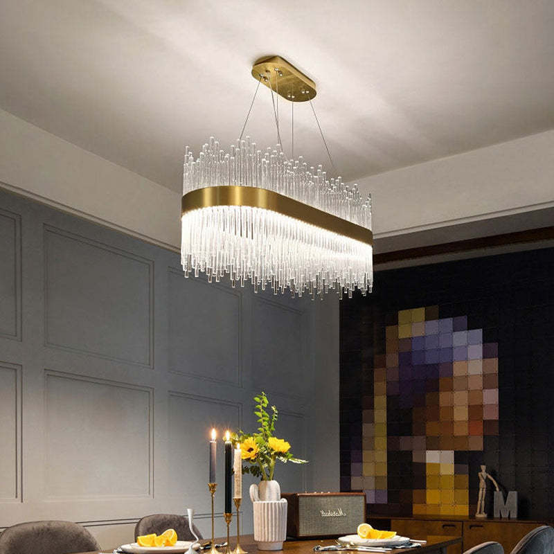 Kristy Modern Round/Rectangular Chain Chandelier, Gold - Neutral Decor