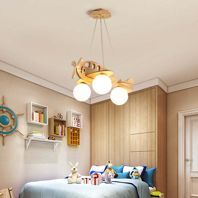 Arisha Vintage Airplane Shape Pendant Light, Wood - Neutral Decor