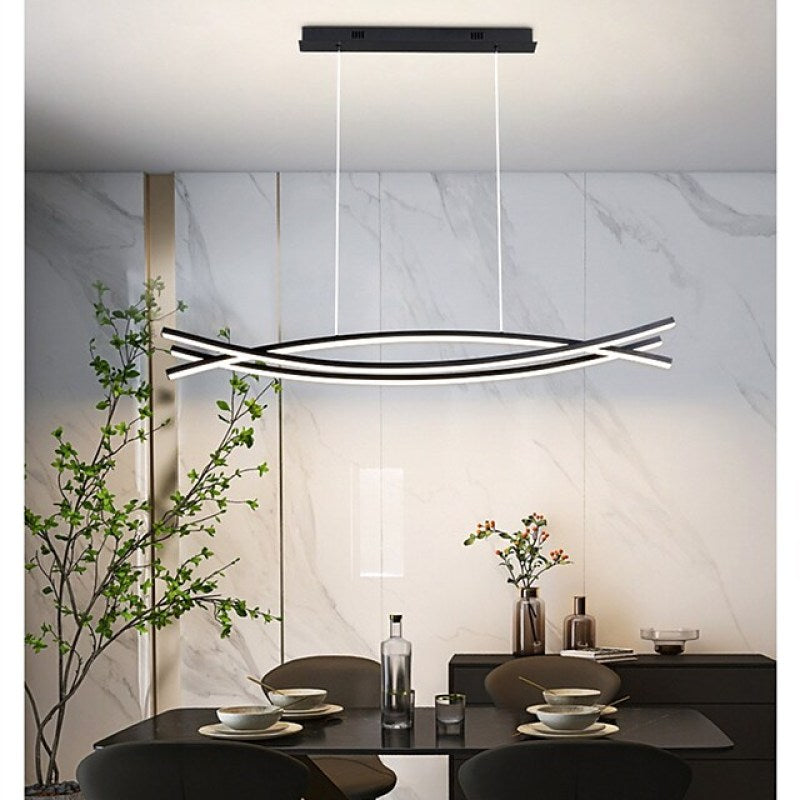 Arisha Modern Linear Metal Pendant Light, Black - Neutral Decor