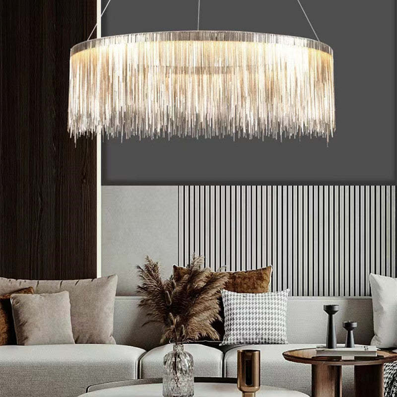Arisha Tassel Chain Art Deco Pendant Light Silver/Gold Living Room/Hall - Neutral Decor