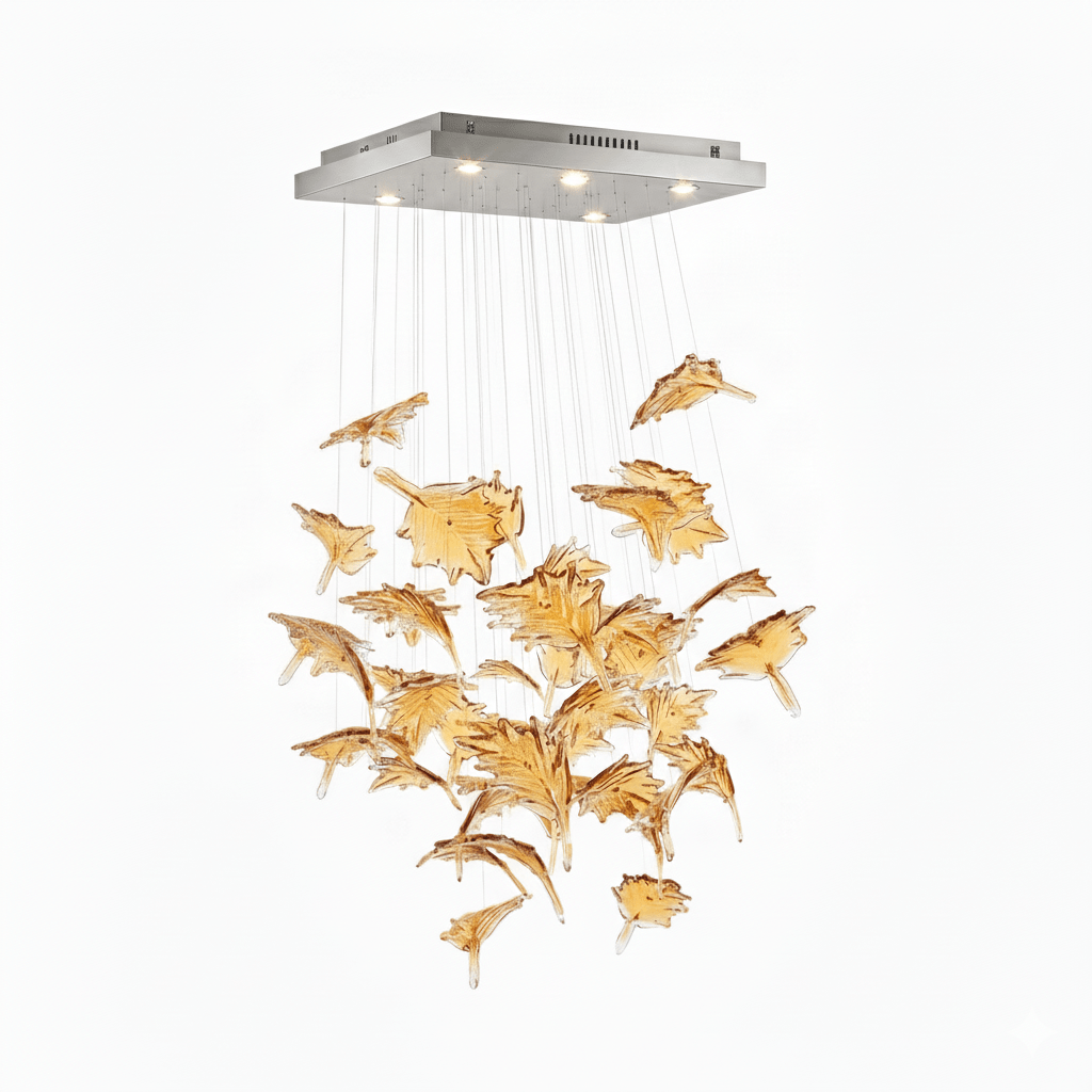 Multicolor Crystal Maple Leaf Chandelier-Neutral Decor