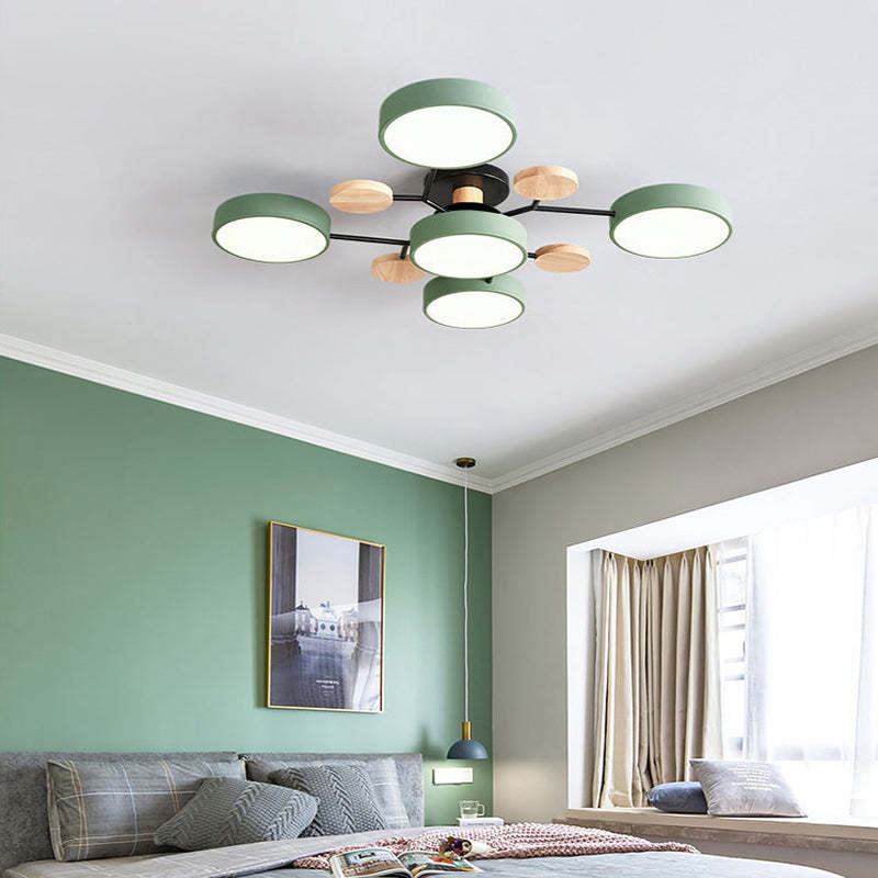 Arisha Ceiling Light, Wood Round for Living Room - Neutral Decor