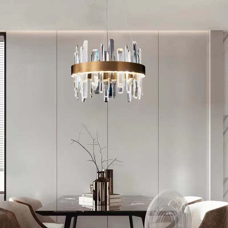 Kristy Modern Crystal Ring Chandelier Black&Gold - Neutral Decor