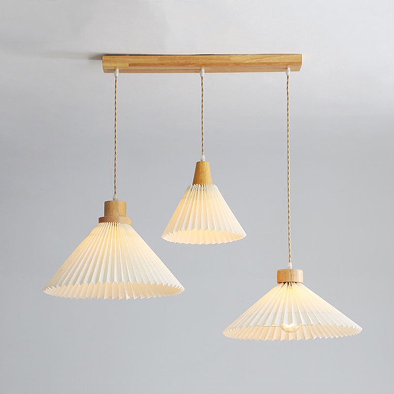 Muto Pendant Light Umbrella Shape Art, Wood, White, Bedroom - Neutral Decor