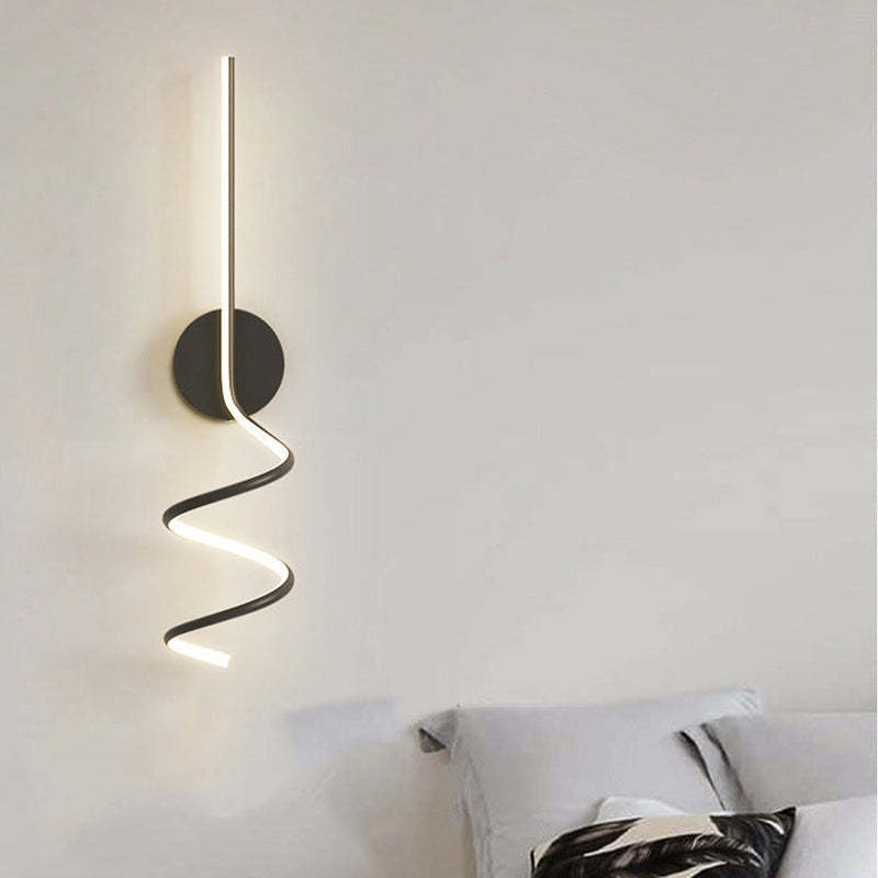 Arisha Modern LED Art Interior Wall Light Spiral, Black & White - Neutral Decor