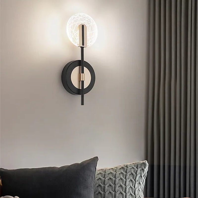 Valentina Wall Lighting Disc Modern, Metal/Acrylic, Black/White, Bedroom - Neutral Decor