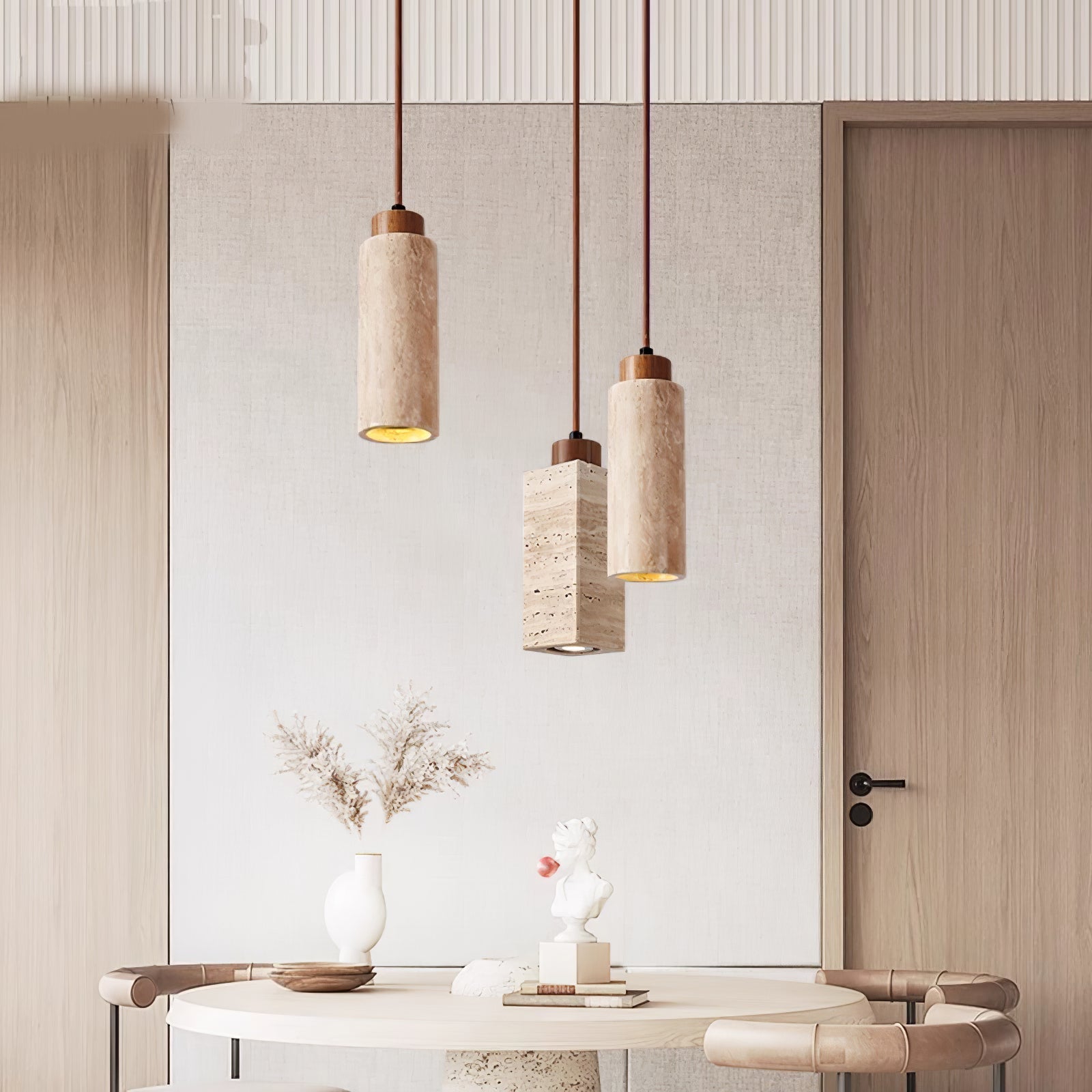 Avloris Travertine Pendant Light-Neutral Decor
