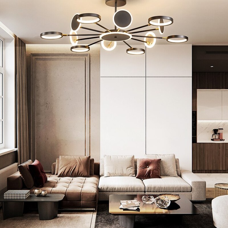 Arisha Modern Led Chandelier, Geometric, Black Dimmable - Neutral Decor