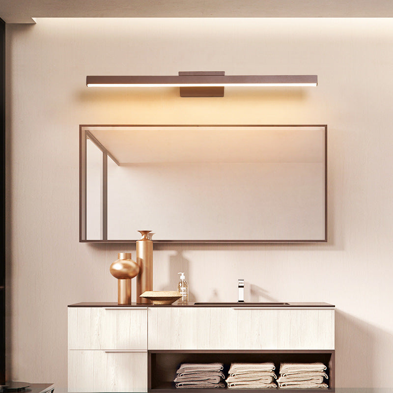 Arisha Modern Linear Metal Wall Lamp Mirror Front, Coffee - Neutral Decor