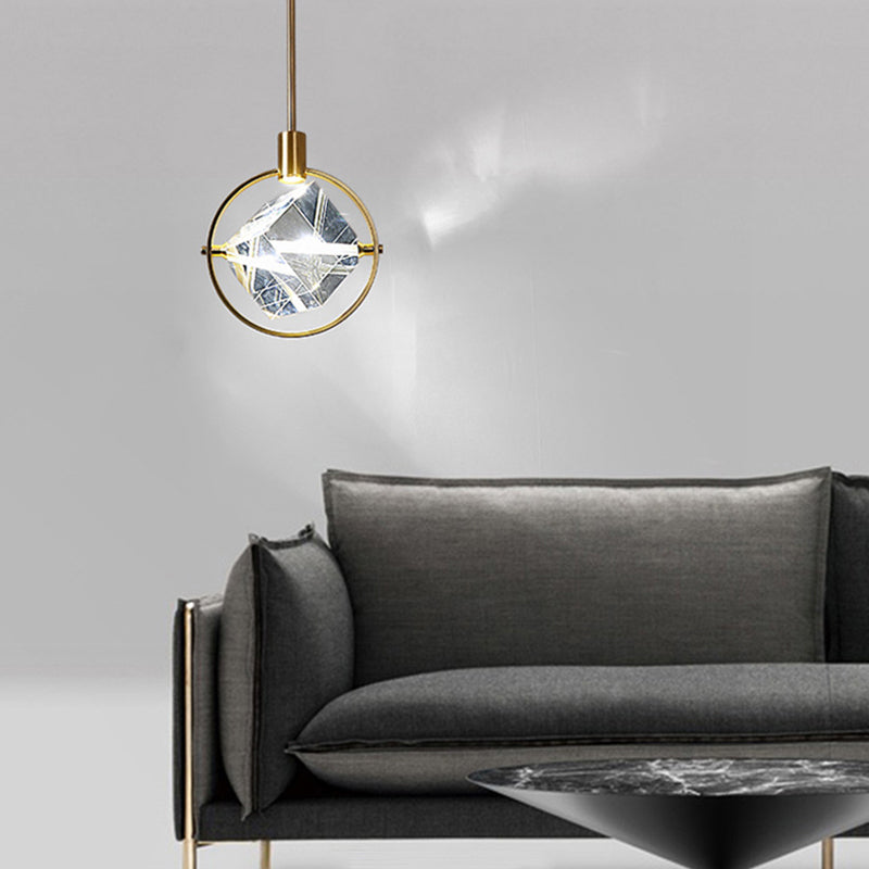 Kristy Modern Luxury Geometry Metal/Crystal Pendant Light, Gold - Neutral Decor
